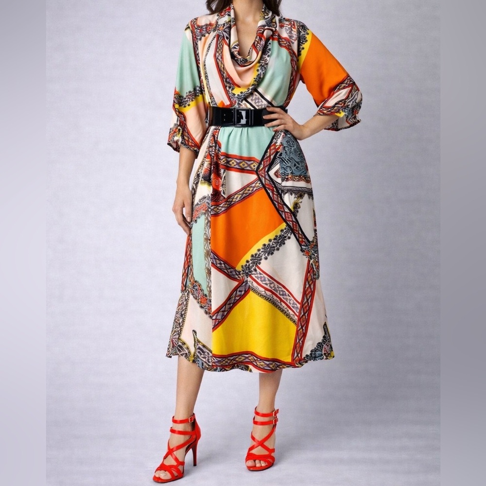 MICHAEL Michael Kors Multi-Color Printed Midi Dress